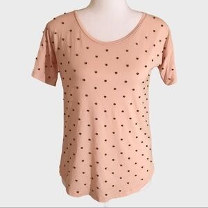 J Crew peach with beads tee shirt